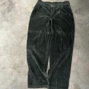 Savane Corduroy Pants Mens 34x31 Olive Green Pleated Straight Leg Vintage
